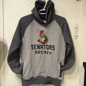 Ottawa Senators NHL Hockey Raglan Hoodie Grey Charcoal Youth XL Ladies Small Fan